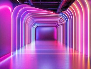 梦幻霓虹隧道空间艺术