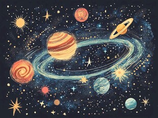 梦幻星空下的璀璨行星