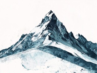 水墨风格巍峨雪山图景