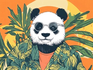 潮酷熊猫的热带风情穿搭