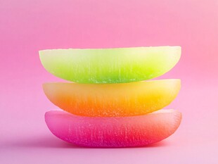 三色鲜果切片堆叠展示