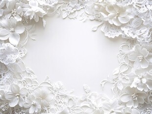 白色蕾丝花卉装饰边框