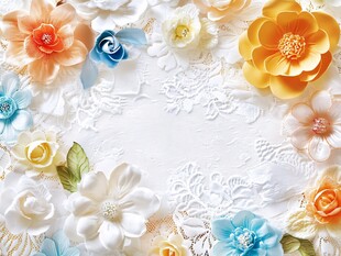 缤纷立体花朵蕾丝装饰图