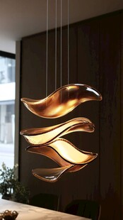 创意波浪形金色悬挂吊灯