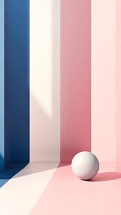 彩色条纹背景下的白色球体