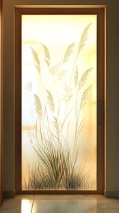 芦苇图案玻璃门 透光雅致