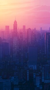 黄昏下的繁华都市天际线
