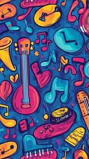 缤纷多彩的音乐元素插画