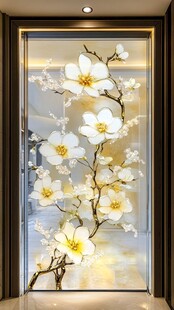 玉兰花玄关背景墙装饰画