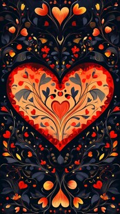 心形花卉图案装饰插画