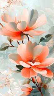 梦幻粉色花卉唯美插画