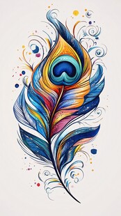 绚丽孔雀羽毛艺术插画
