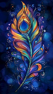 梦幻炫彩孔雀羽毛插画