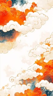 中式祥瑞云海插画背景