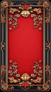 中式古典金边红色装饰边框