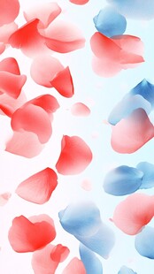 浪漫红蓝花瓣飘落背景图