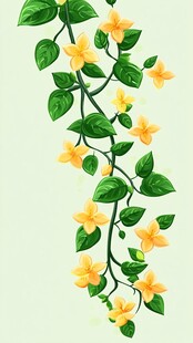 黄色小花藤蔓插画