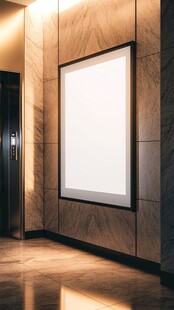 电梯旁的空白广告展示框