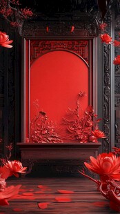 中式红韵屏风下的浪漫场景