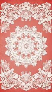 红色背景白色精致蕾丝图案