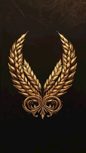 金色麦穗双翅华丽徽标