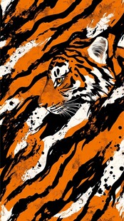 水墨风格老虎图案设计