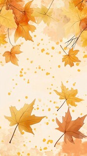 秋日枫叶水彩背景图