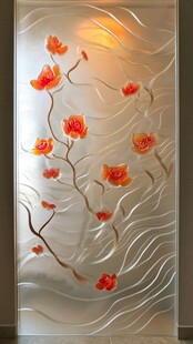 玻璃雕花艺术 花卉灵动之美