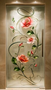 玫瑰雕花玻璃门精致优雅