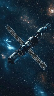 太空中的科幻风格空间站