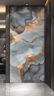 灰橙大理石玄关背景墙