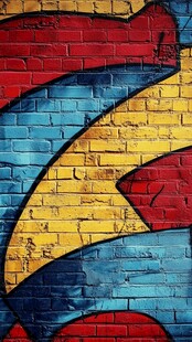 彩色砖墙涂鸦艺术画面