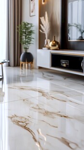 现代简约风客厅大理石地板