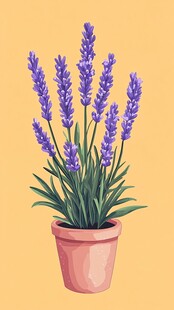 粉色花盆中的美丽薰衣草