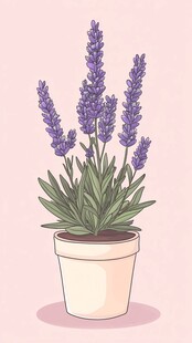 盆栽薰衣草插画