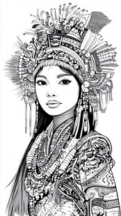 苗族女子精美传统服饰画像