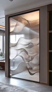 创意波浪纹玻璃隔断墙