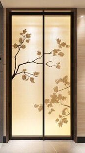 中式花纹玻璃推拉门