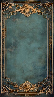 复古绿底金色花纹装饰边框