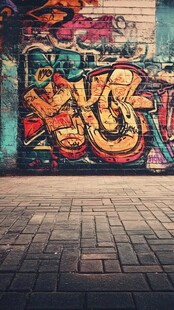 街头绚丽涂鸦墙面景象