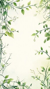 清新绿叶边框背景图