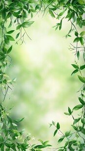 绿叶环绕的清新自然背景