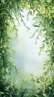 春日垂柳绿植清新背景图