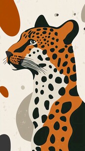 豹纹插画 野性魅力瞬间