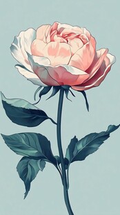 粉色玫瑰插画 清新唯美