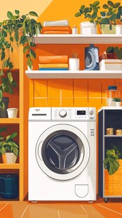 温馨洗衣角落 绿植相伴