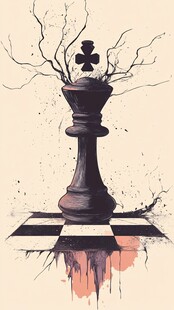 孤独棋子立于荒芜棋局