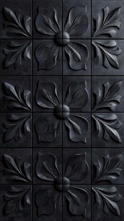 黑色浮雕花朵瓷砖图案