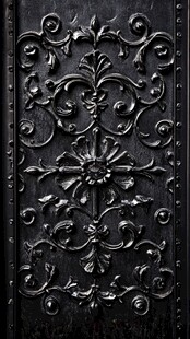 复古铁艺雕花门板细节