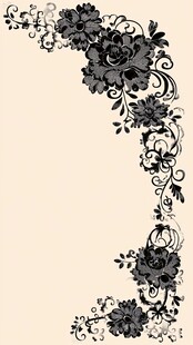 复古黑花边框装饰图案